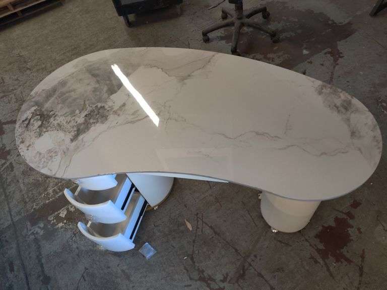 Sintered Stone Tabletop + Manufactered Wood Desk, 55" W x 30" H x 27.5" D | Open Box