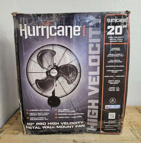 Hurricane High Velocity Metal Wall Mount Fan | Open Box | (See Condition Notes)
