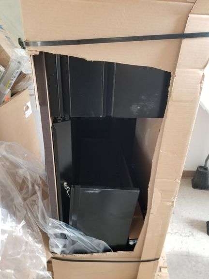 ALERA Double Pedestal Steel Desk, 60" x 30" x 29.5", Mocha/Black, | Open Box | (See Condition Notes)