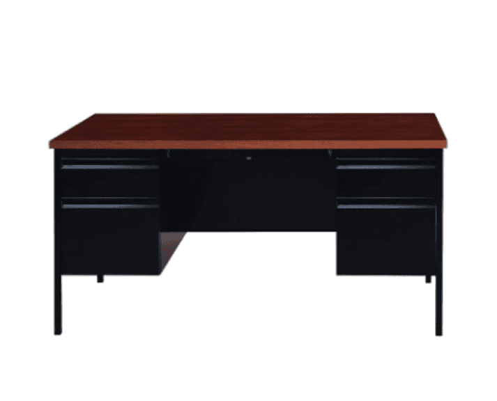 ALERA Double Pedestal Steel Desk, 60" x 30" x 29.5", Mocha/Black, | Open Box | (See Condition Notes)