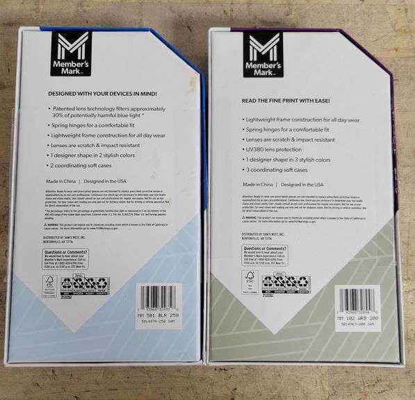 Members Mark Reading Glasses Set - +2.00 Reading Glasses (3); +2.50 Blue Light Reading Glasses (2) | Open Box