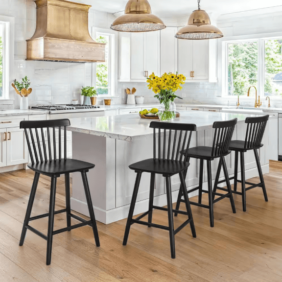 Windsor 24" Solid Wooden Bar Stool, Set of 4 | Open Box