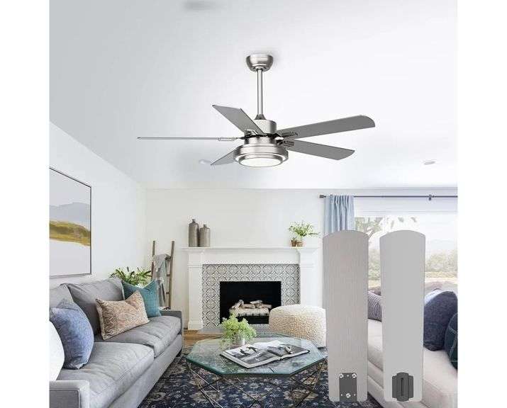 CEOTIS 52 In. Ceiling Fan w/Lights & Remote Control Grey | Open Box