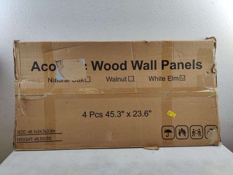 Acoustic Wood Soundproof Wall Panels, 45.3"x 23.6", 4pk | Open Box