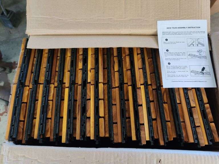 BEEFURNI 12.1" x 12.1" Wood Interlocking Deck Tiles | Open Box