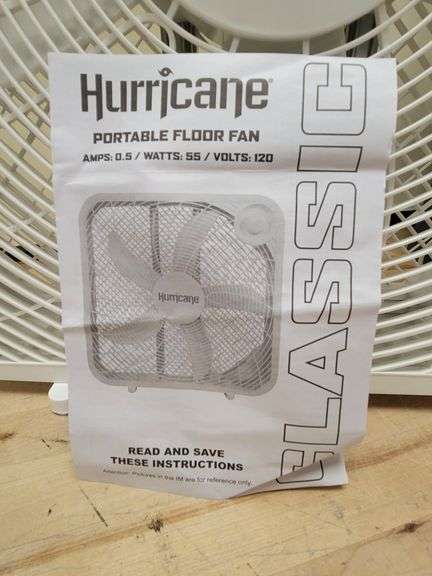 Hurricane 20 In. Classic Floor Mount Box Fan w/3 Speeds White | Open Box | (See Condition Notes)