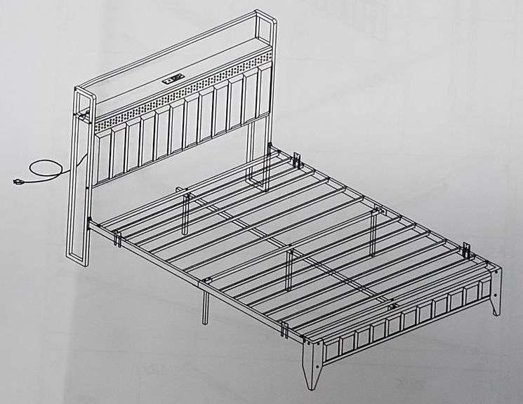 Metal Queen Bed Frame W/ Charging Station | Open Box | (See Condition Notes)