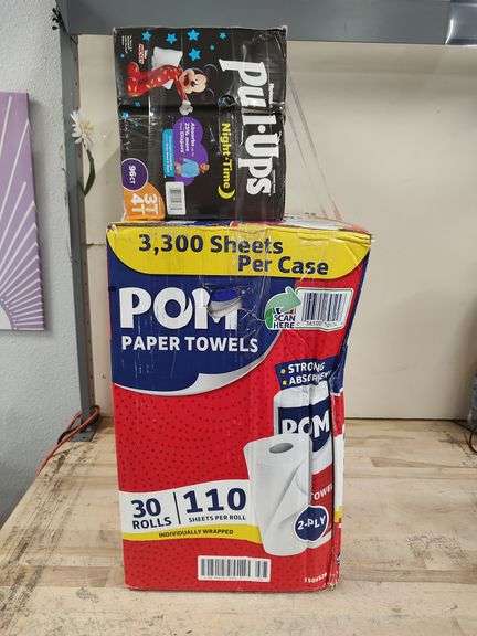 POM Paper Towels & PULL-UPS Nighttime Training Pants (3T & 4T, 32-40lbs) Bundle, 2pc | Open Box | (See Condition Notes)