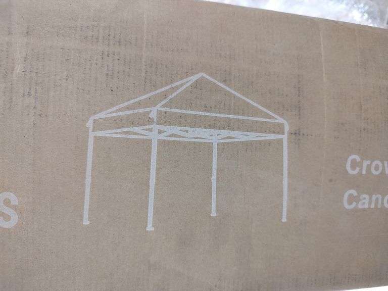 CROWN SHADES One-Touch Pop-Up Canopy, 12' x 12', White / Grey | Open Box | (See Condition Notes)