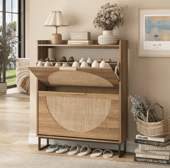 MAUPVIT Rattan Shoe Storage Cabinet | Open Box