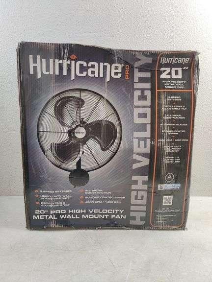 Hurricane Pro High Velocity Oscillating Metal Wall Mount Fan, 20" | Open Box | (See Condition Notes)