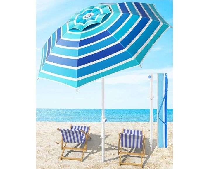 COONYES 8 Ft. L Beach Umbrella w/Carrying Bag Blue | Open Box