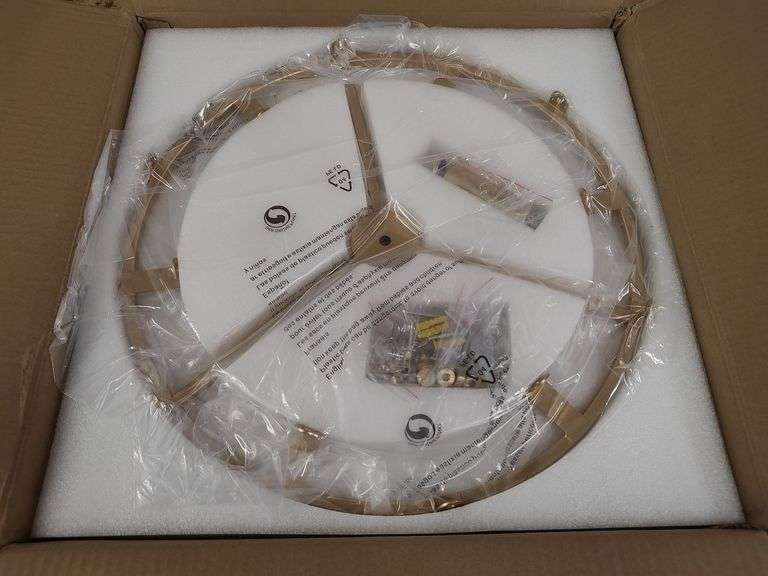 FOOKCHAK Gold Drum Chandelier Light Fixture, 18" | Like New | (See Condition Notes)