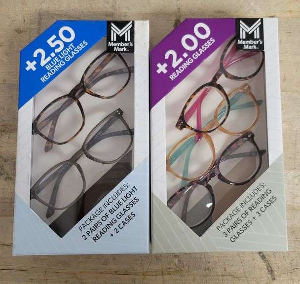 Members Mark Reading Glasses Set - +2.00 Reading Glasses (3); +2.50 Blue Light Reading Glasses (2) | Open Box