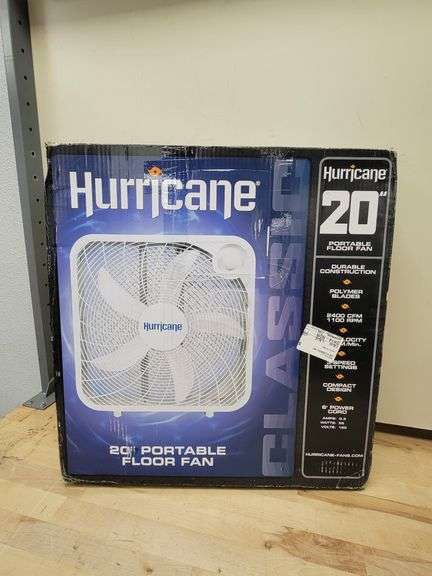 Hurricane 20 In. Classic Floor Mount Box Fan w/3 Speeds White | Open Box | (See Condition Notes)