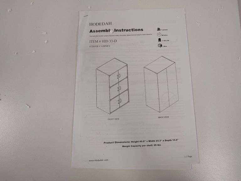 HODEDAH 6-Door 3-Shelf Bookcase / Storage Cabinet | Open Box | (See Condition Notes)