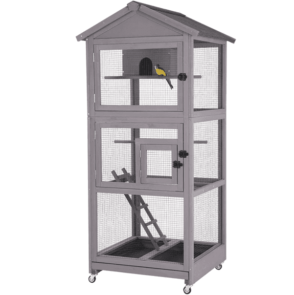 Aivituvin AIR42 Wooden Large Bird Cage on Wheels | Open Box