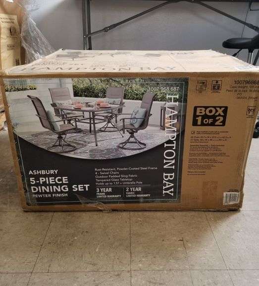 HAMPTON BAY Ashbury Dining Set Swivel Chair (INCOMPLETE SET) | Open Box | (See Condition Notes)