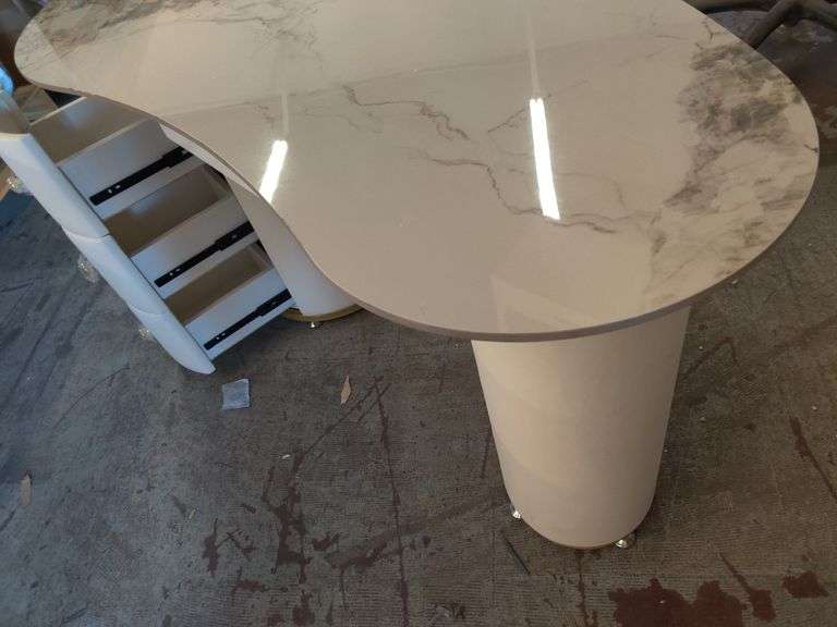Sintered Stone Tabletop + Manufactered Wood Desk, 55" W x 30" H x 27.5" D | Open Box
