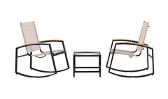 3-Piece Steel Outdoor Bistro Set Rocking Chairs | Like New