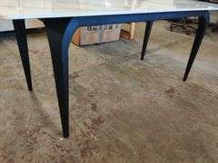 Yianna Modern Stone Dining Table, 35.5" W x 30" H x 71" L | Open Box