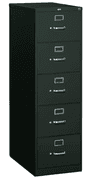 HON 310 Series Vertical 5 Drawer Legal Filing Cabinet 26.5"D x 18.25"W x 60"H, Charcoal | Open Box