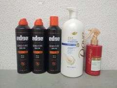 Personal Care Bundle: 3 Bottles Edge Shave Gel, 1 Bottle Dove Conditioner, And 1 Bottle Nexxus Leave In Hair Spray | Open Box