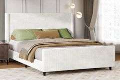 Corduroy Upholstered Platform Bed, T | Open Box | (See Condition Notes)