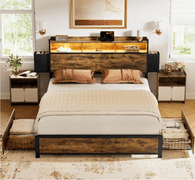 Antioch Bed Frame w/ 2 Underbed Drawers & 2 Bedside Drawers, Queen | Like New