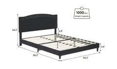CATHE Queen Bed Frame, Platform Bed Frame with Adjustable Button-Tufted Headboard, 80.3" x 60.2" | Open Box | (See Condition Notes)