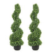 Artificial Spiral Boxwood Shrub Decor, 3', 2ct | Open Box | (See Condition Notes)
