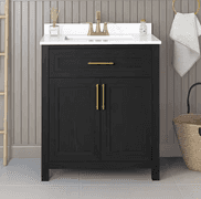 Beaufort 30 in. Single Sink Black Bath Vanity with White Engineered Stone Top (Assembled) | Like New