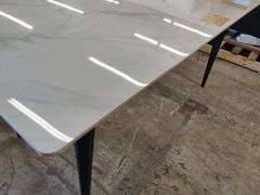 Yianna Modern Stone Dining Table, 35.5" W x 30" H x 71" L | Open Box