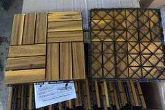BEEFURNI 12.1" x 12.1" Wood Interlocking Deck Tiles | Open Box
