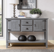 VOXIV Solid Wood Sideboard Console Table with 2 Drawers Cabinets and Bottom Shelf | Open Box