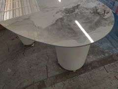 Sintered Stone Tabletop + Manufactered Wood Desk, 55" W x 30" H x 27.5" D | Open Box