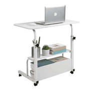 Adjustable Height Mobile Computer Desk for Small Rolling Writing w Wheels | Open Box