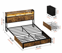 Antioch Bed Frame w/ 2 Underbed Drawers & 2 Bedside Drawers, Queen | Like New