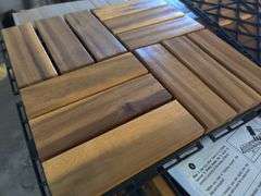 BEEFURNI 12.1" x 12.1" Wood Interlocking Deck Tiles | Open Box