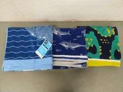 Kid's Beach Towel Bundle: 1 Dino, 2 Different Shark Designs, 30"X60" | Open Box