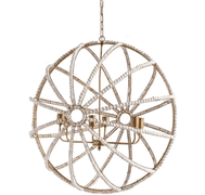 Ava Wood Beaded Six Bulb Chandelier | Open Box