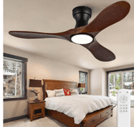Wood Flush Mount Ceiling fans w Lights and Remote | Open Box