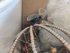 Ava Wood Beaded Six Bulb Chandelier | Open Box