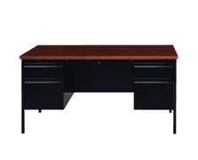 ALERA Double Pedestal Steel Desk, 60" x 30" x 29.5", Mocha/Black, | Open Box | (See Condition Notes)