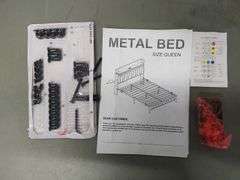 Metal Queen Bed Frame W/ Charging Station | Open Box | (See Condition Notes)