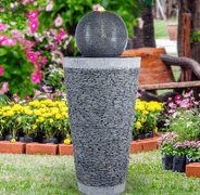 HPC Decor Modern Outdoor Sphere Fountain w/ LED Lighting, 28" | Open Box