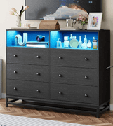 TrailBlaze 6 Drawer Dresser With Charging Station, Black | Damaged | (See Condition Notes)