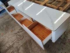Light Luxury Minimalist Rock Slab TV Stand, 79" W x 20" H x 16" D | Open Box