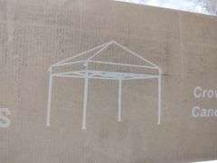CROWN SHADES One-Touch Pop-Up Canopy, 12' x 12', White / Grey | Open Box | (See Condition Notes)