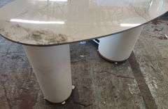 Sintered Stone Tabletop + Manufactered Wood Desk, 55" W x 30" H x 27.5" D | Open Box